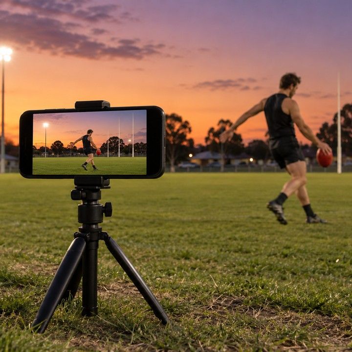 A phone on a tripod, side-on to a kicker